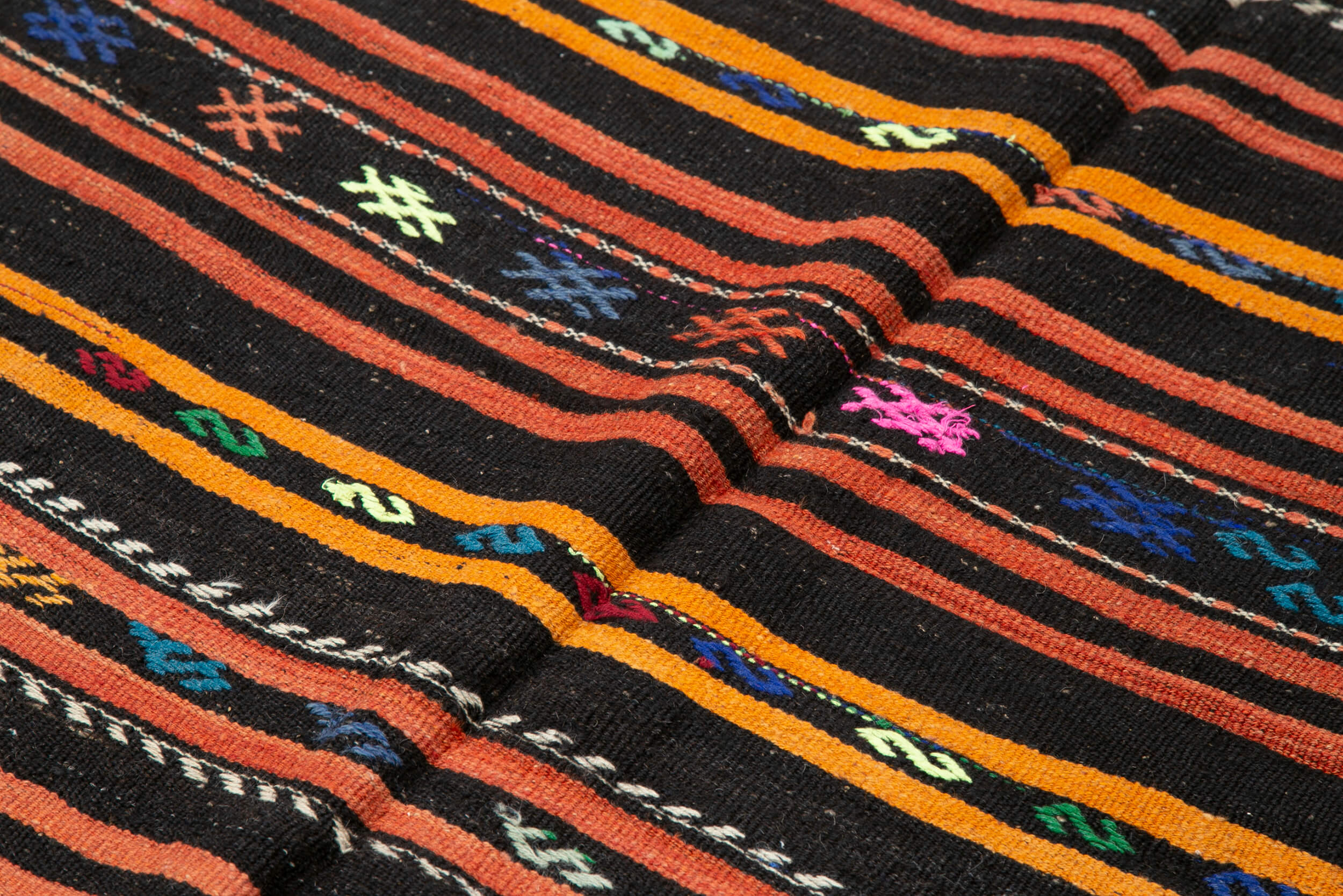 Handmade Kilim Rug - Black Striped Goat Hair Area Rug 6'4'' x 10'7'' | Artisan Crafted