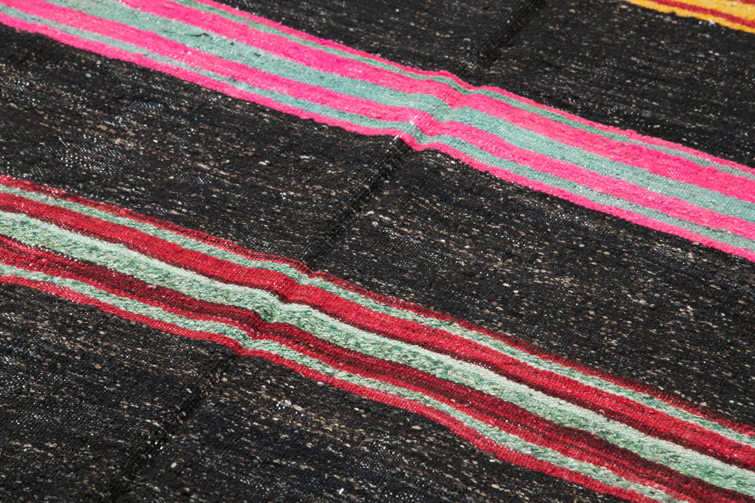 Handmade Kilim Rug – Brown Striped Kilim 5x10 Feet Rug With Goat Hair
