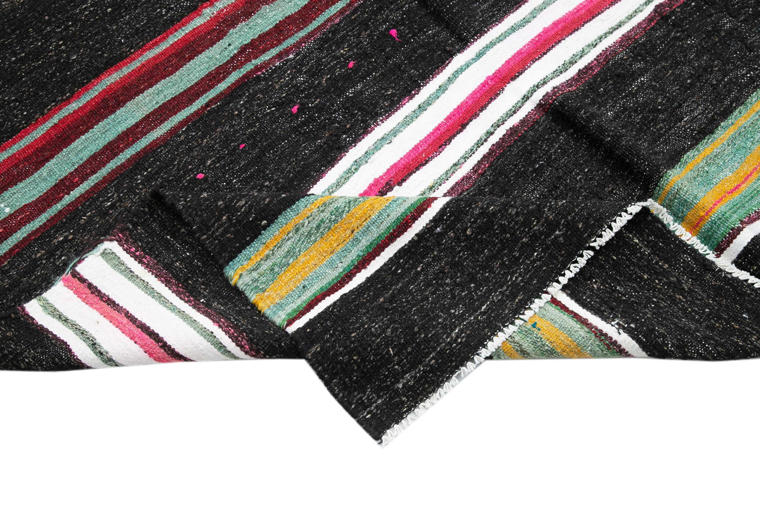 Handmade Kilim Rug – Brown Striped Kilim 5x10 Feet Rug With Goat Hair