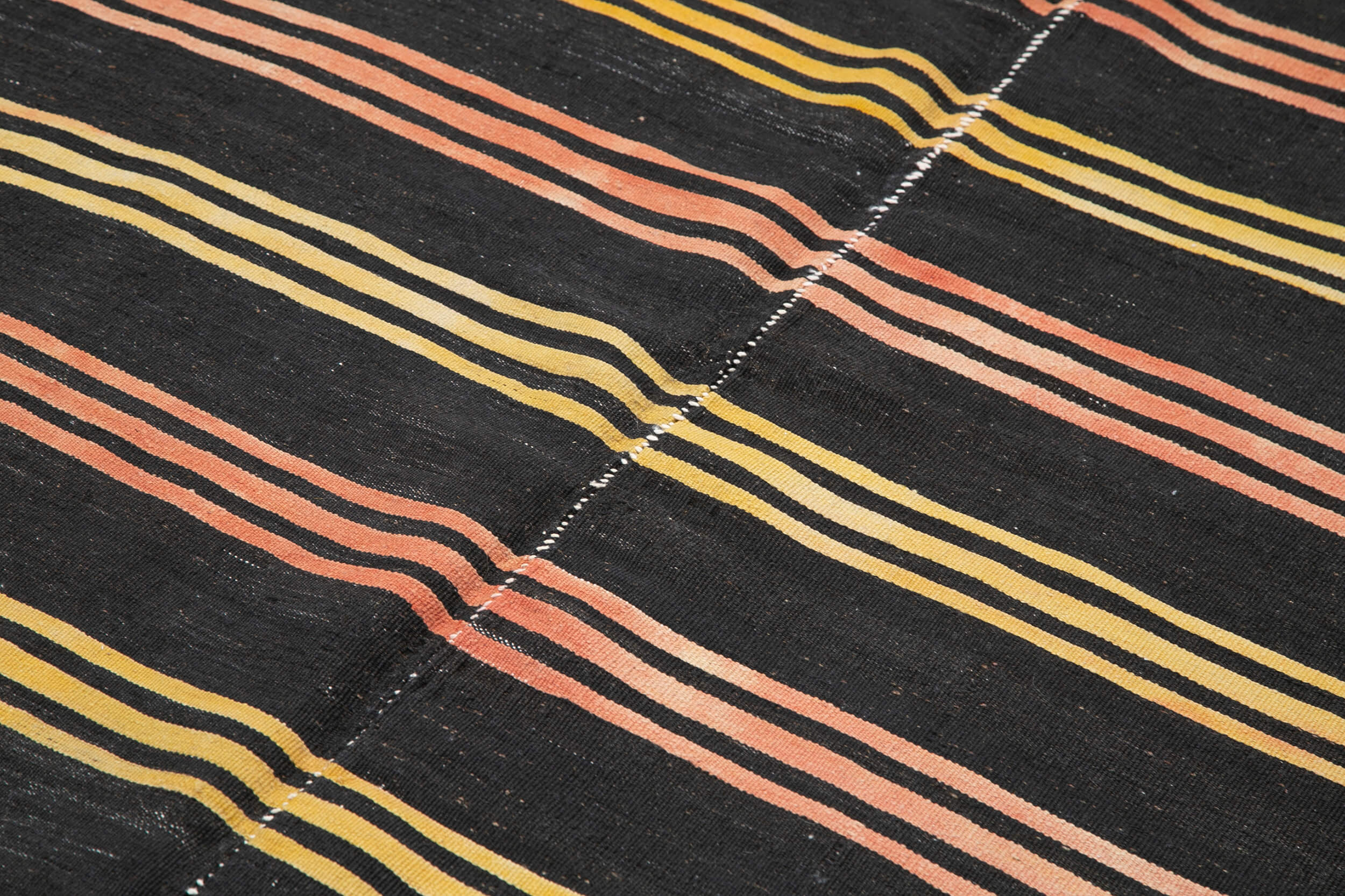 Handmade Kilim Rug – Brown Wool Carpet with Goat Hair | 6'6'' x 10'1'' Striped Area Rug