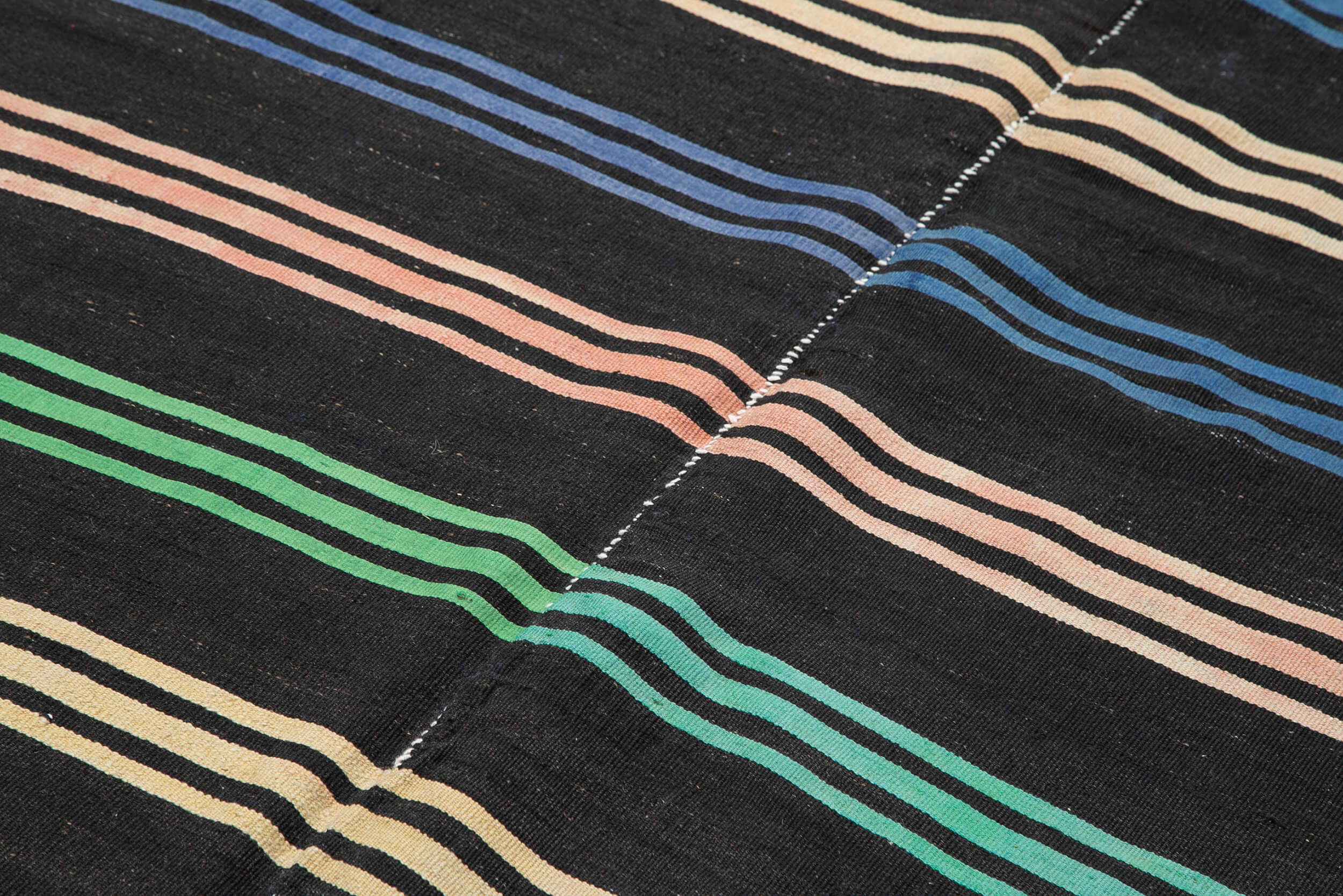 Handmade Kilim Rug – Brown Wool Carpet Striped Area Rug 6'4" x 10'6" Artisan Made