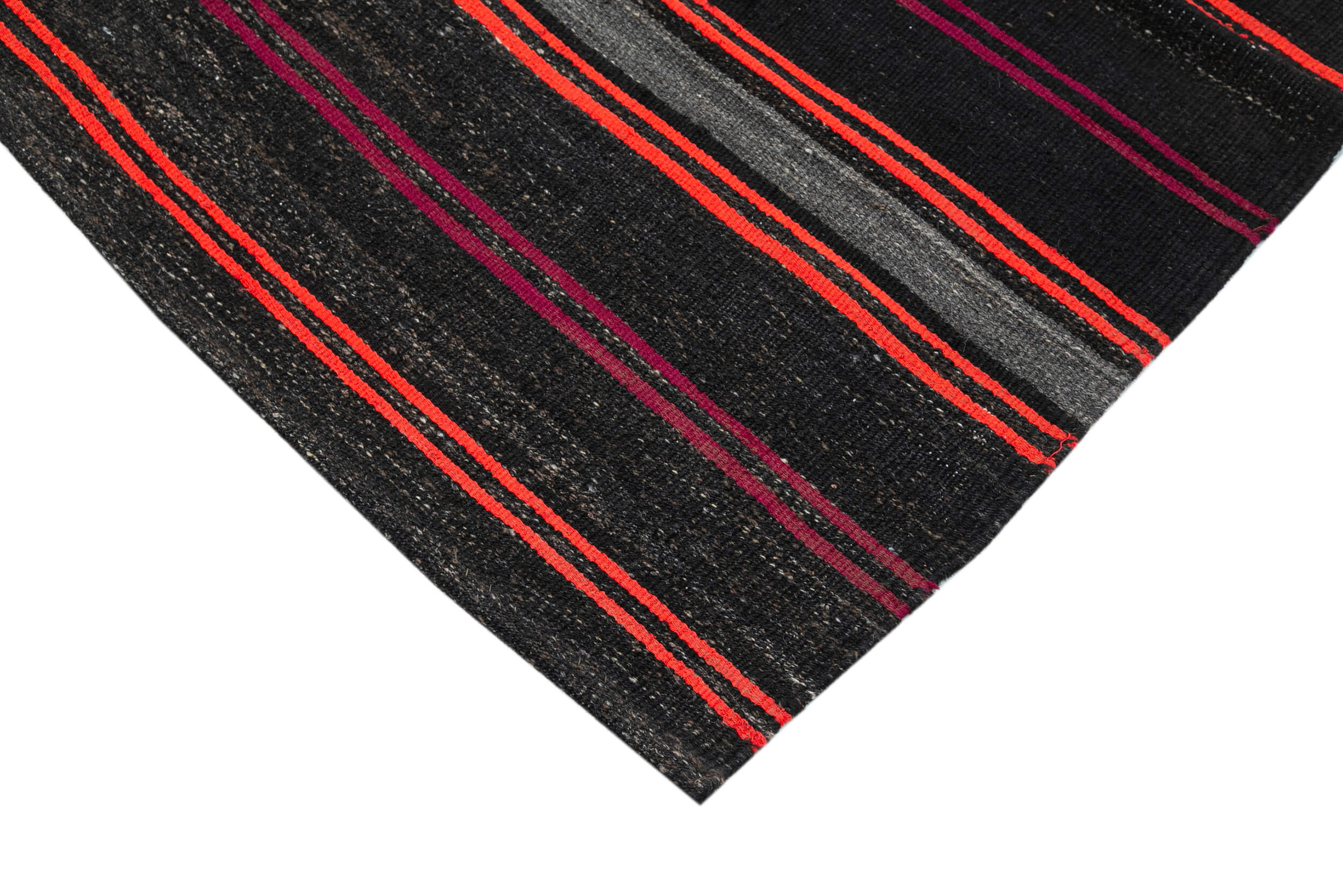 Handmade Goat Hair Rug | Striped Kilim Rug – Vintage Turkish Carpet Brown