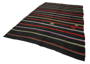 Handmade Kilim Rug – Brown Goat Hair Carpet | Striped Area Rug, Soft Durable Weave