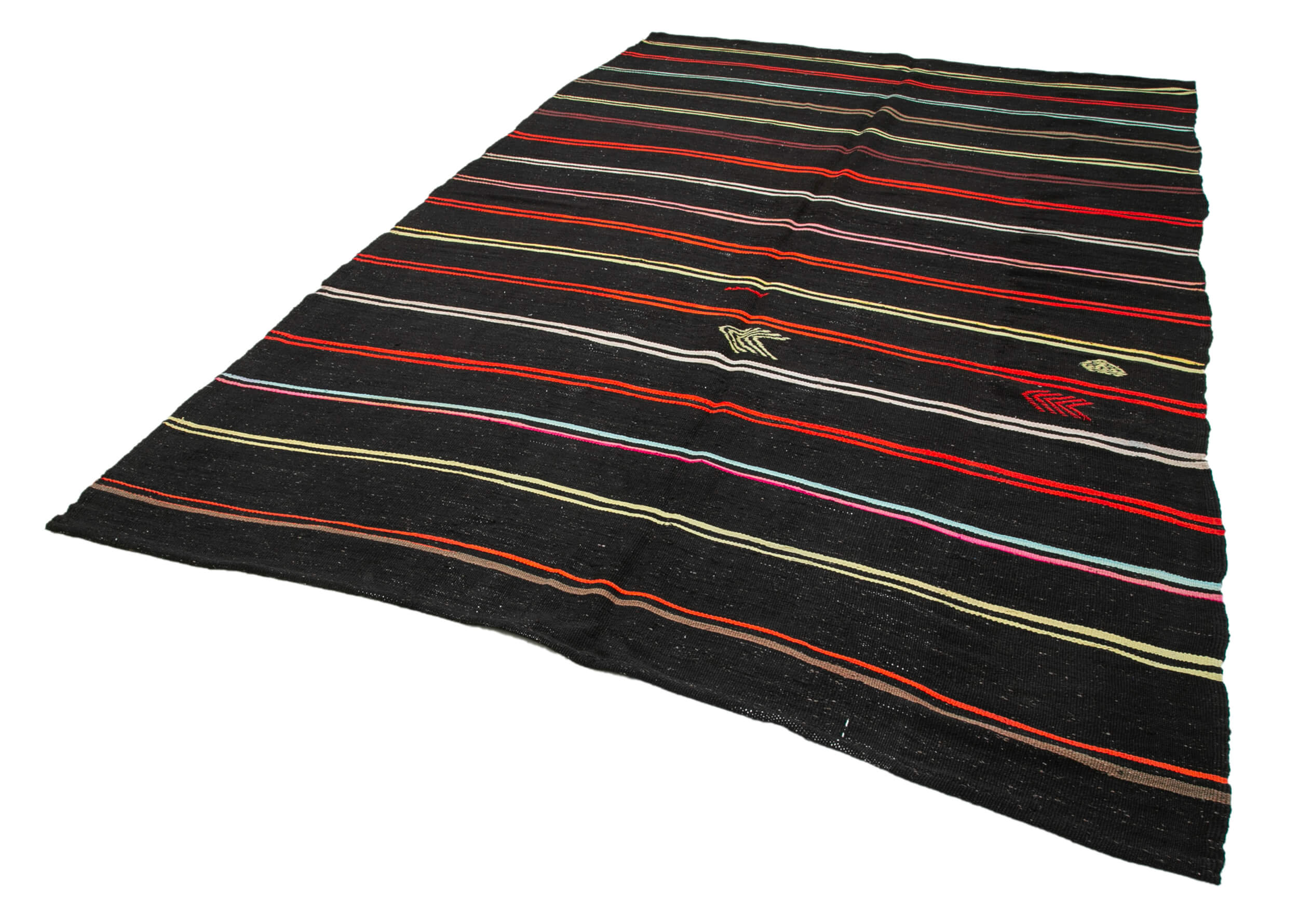 Handmade Kilim Rug – Brown Goat Hair Carpet | Striped Area Rug, Soft Durable Weave