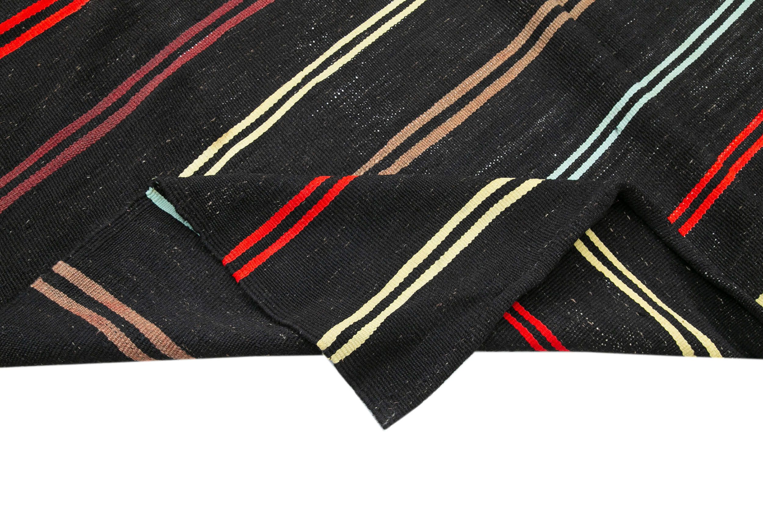 Handmade Kilim Rug – Brown Goat Hair Carpet | Striped Area Rug, Soft Durable Weave