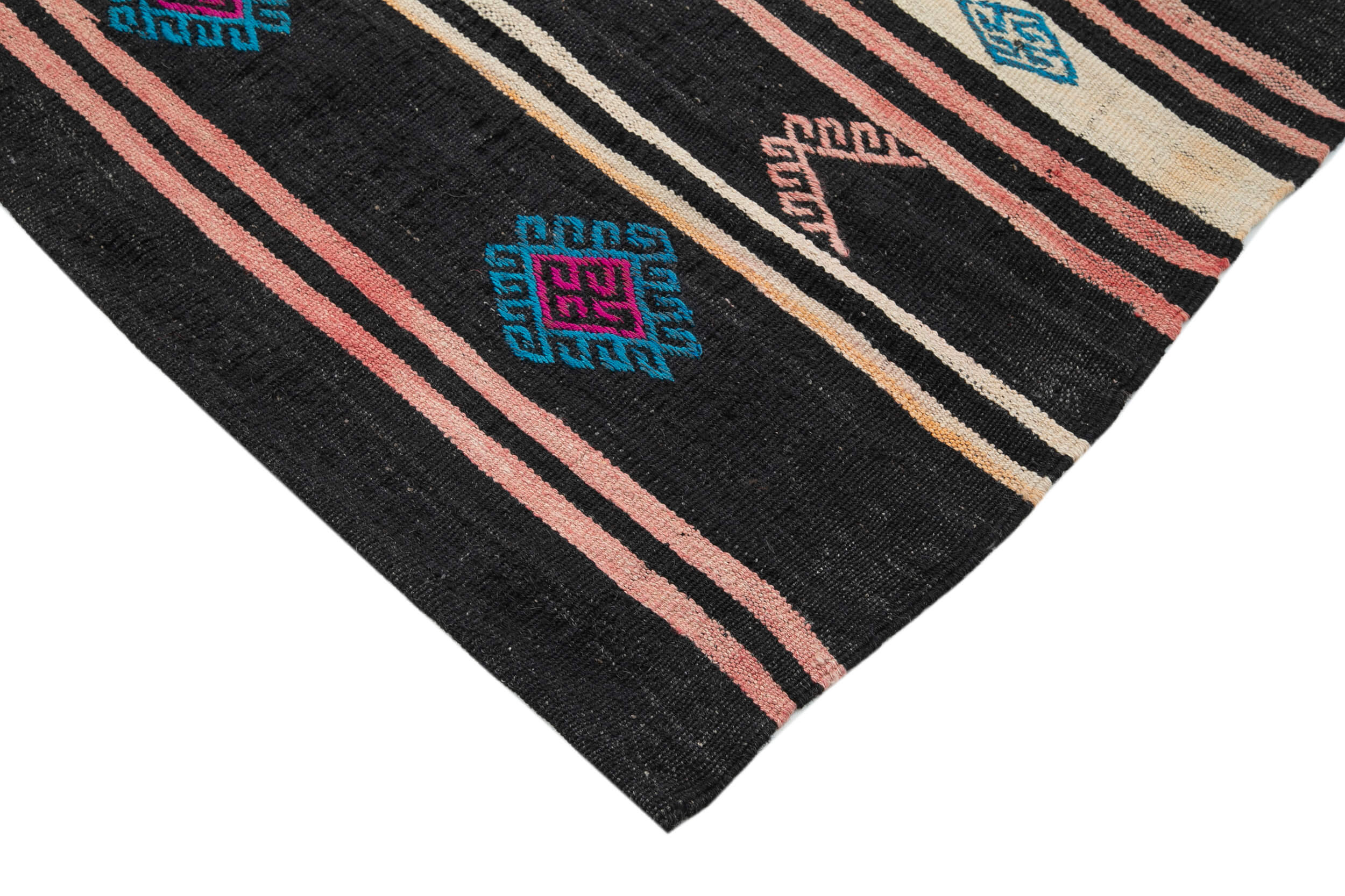 Handmade Kilim Rug – Brown Striped Area Rug with Soft Goat Hair Texture 7'10''x11'9''