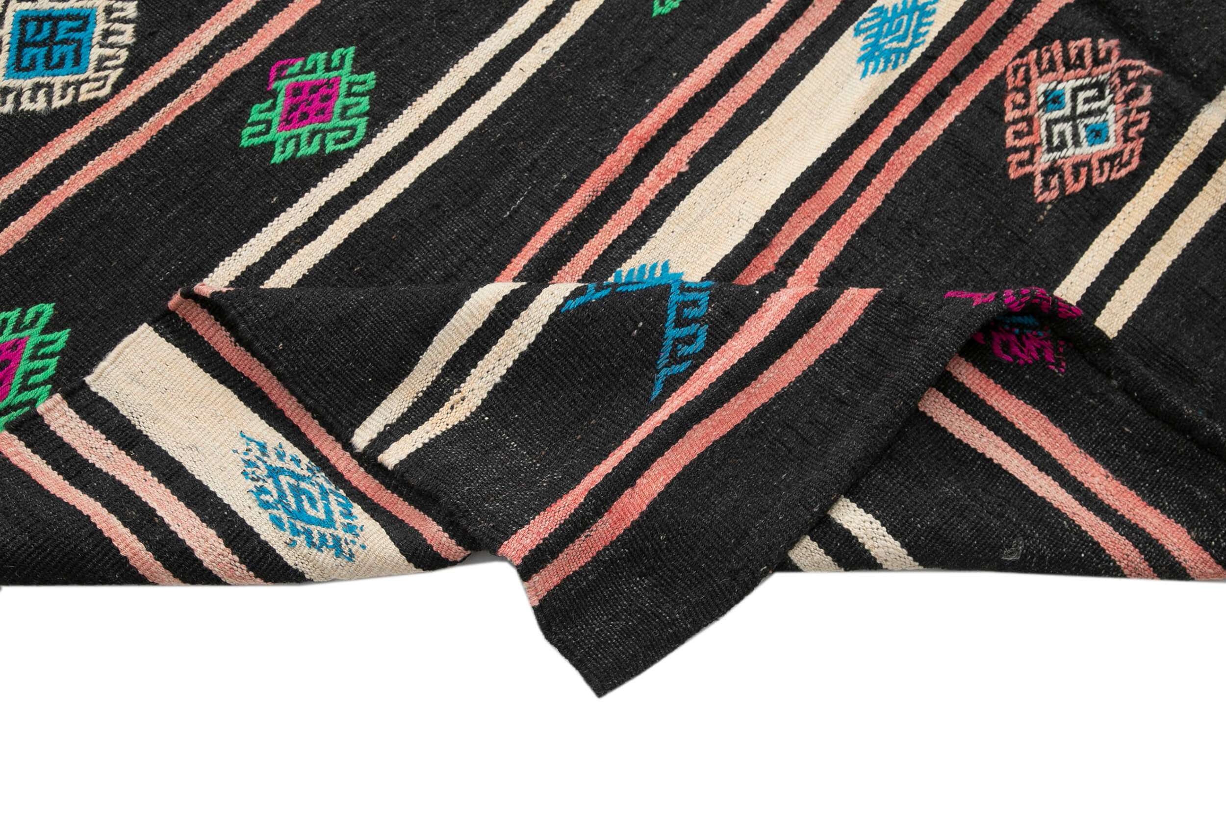 Handmade Kilim Rug – Brown Striped Area Rug with Soft Goat Hair Texture 7'10''x11'9''