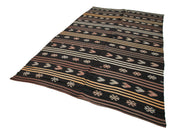 Handmade Goat Hair Rug – Striped Kilim Carpet with Soft Cotton Backing 6'6''x10'9''