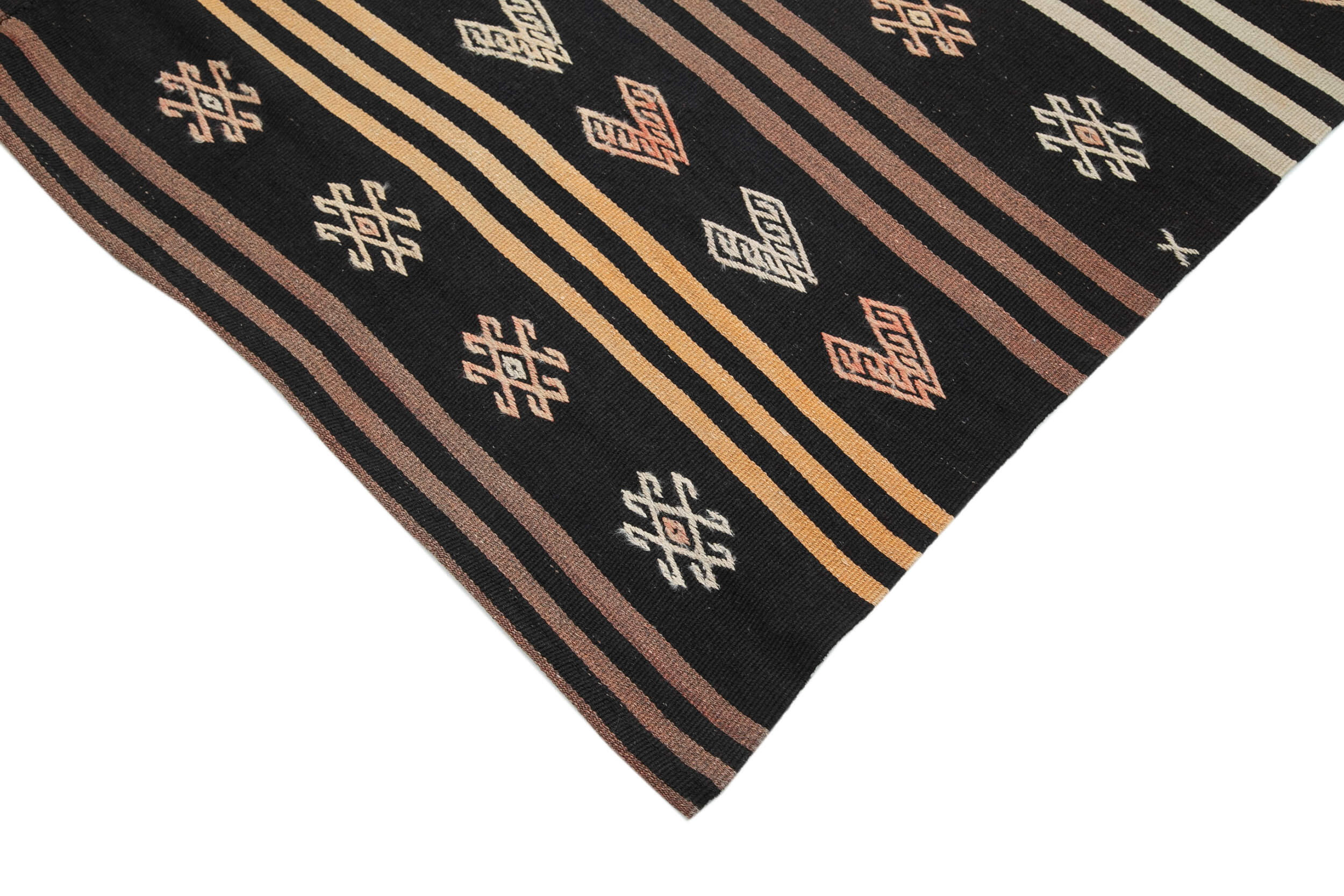 Handmade Goat Hair Rug – Striped Kilim Carpet with Soft Cotton Backing 6'6''x10'9''