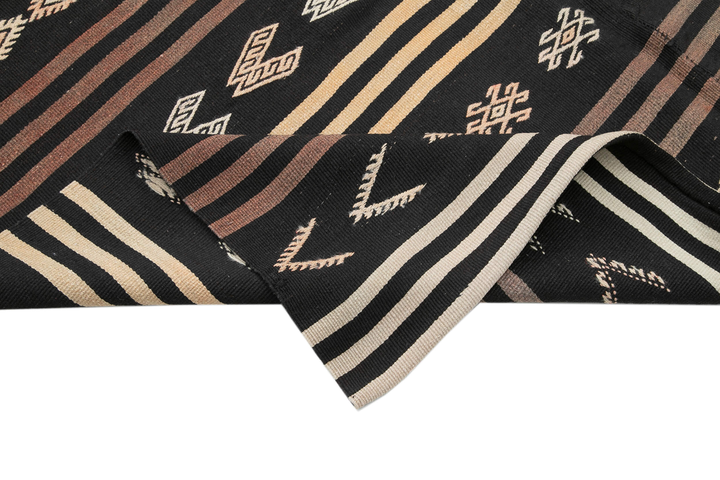 Handmade Goat Hair Rug – Striped Kilim Carpet with Soft Cotton Backing 6'6''x10'9''