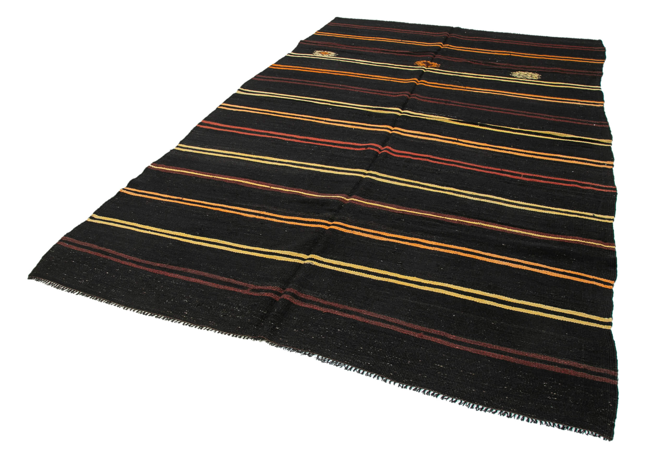 Handmade Goat Hair Rug | Vintage Hand Woven Rug Brown Wool Kilim 6x11 Feet