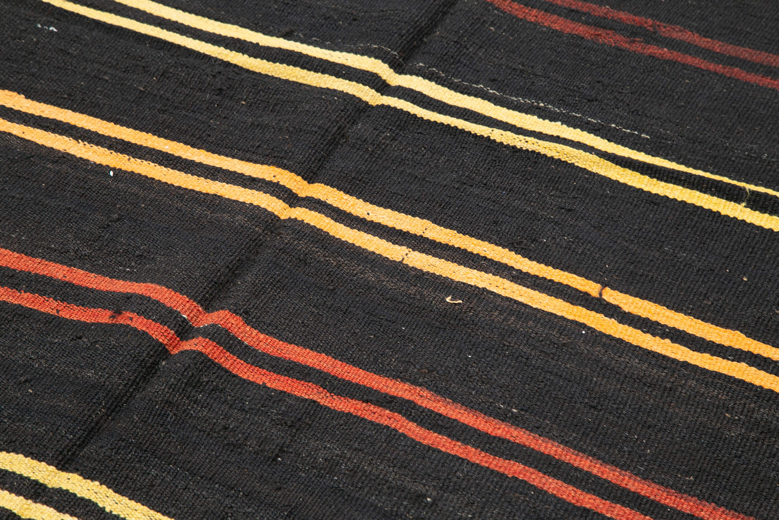 Handmade Goat Hair Rug | Vintage Hand Woven Rug Brown Wool Kilim 6x11 Feet