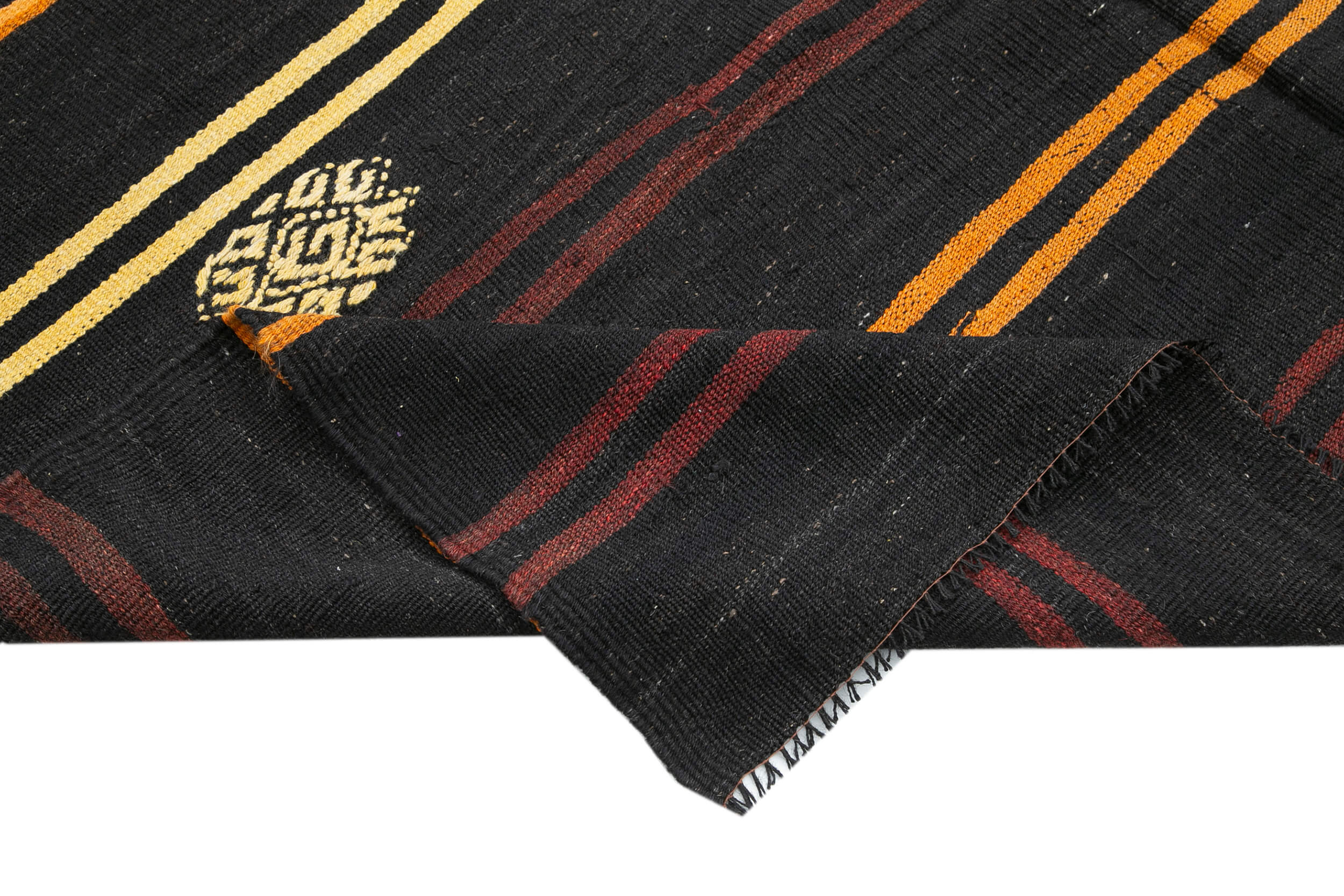 Handmade Goat Hair Rug | Vintage Hand Woven Rug Brown Wool Kilim 6x11 Feet