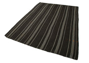Handmade Striped Kilim Rug – Brown Turkish Kilim Carpet 6'x9' With Soft Goat Hair