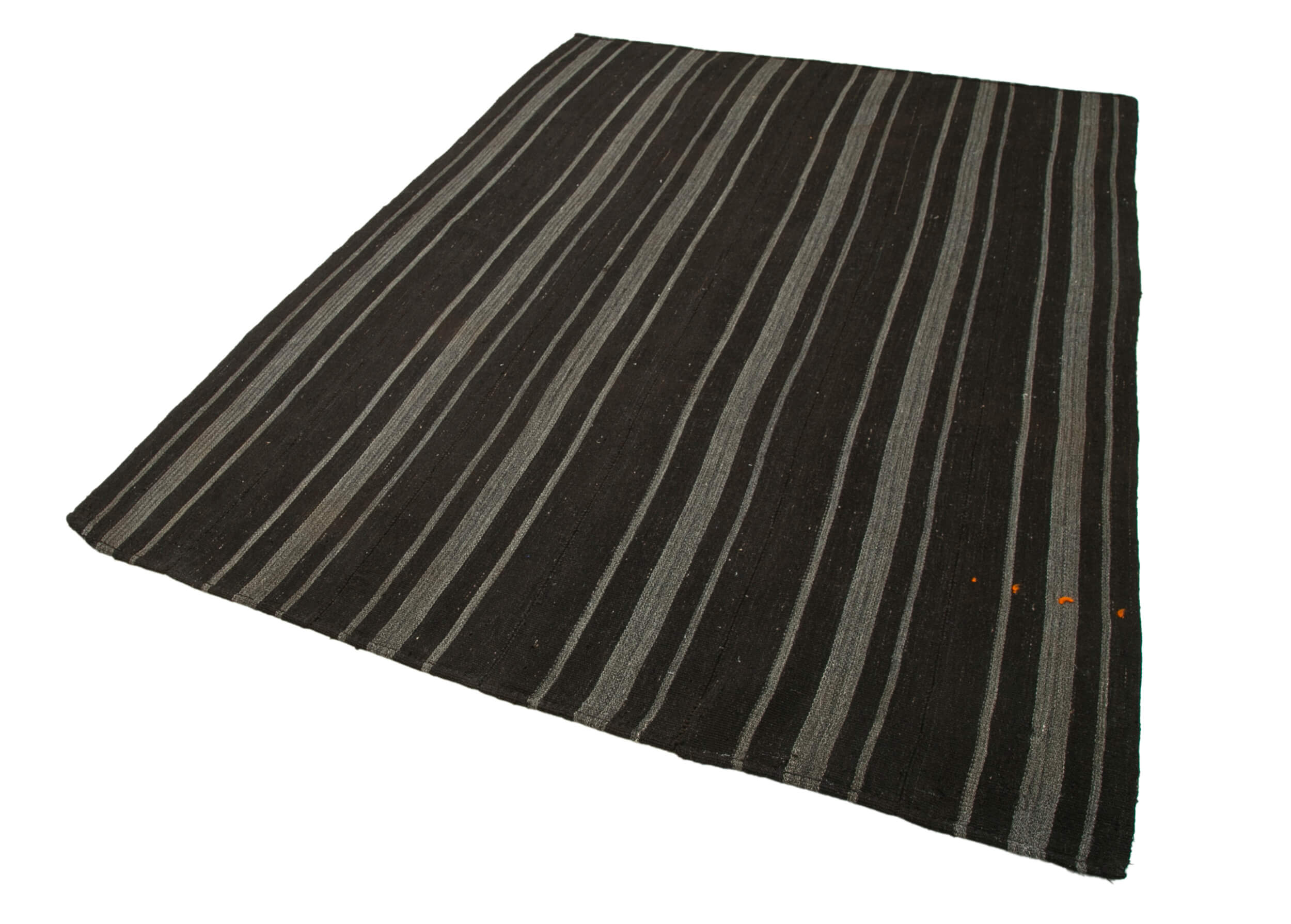 Handmade Striped Kilim Rug – Brown Turkish Kilim Carpet 6'x9' With Soft Goat Hair