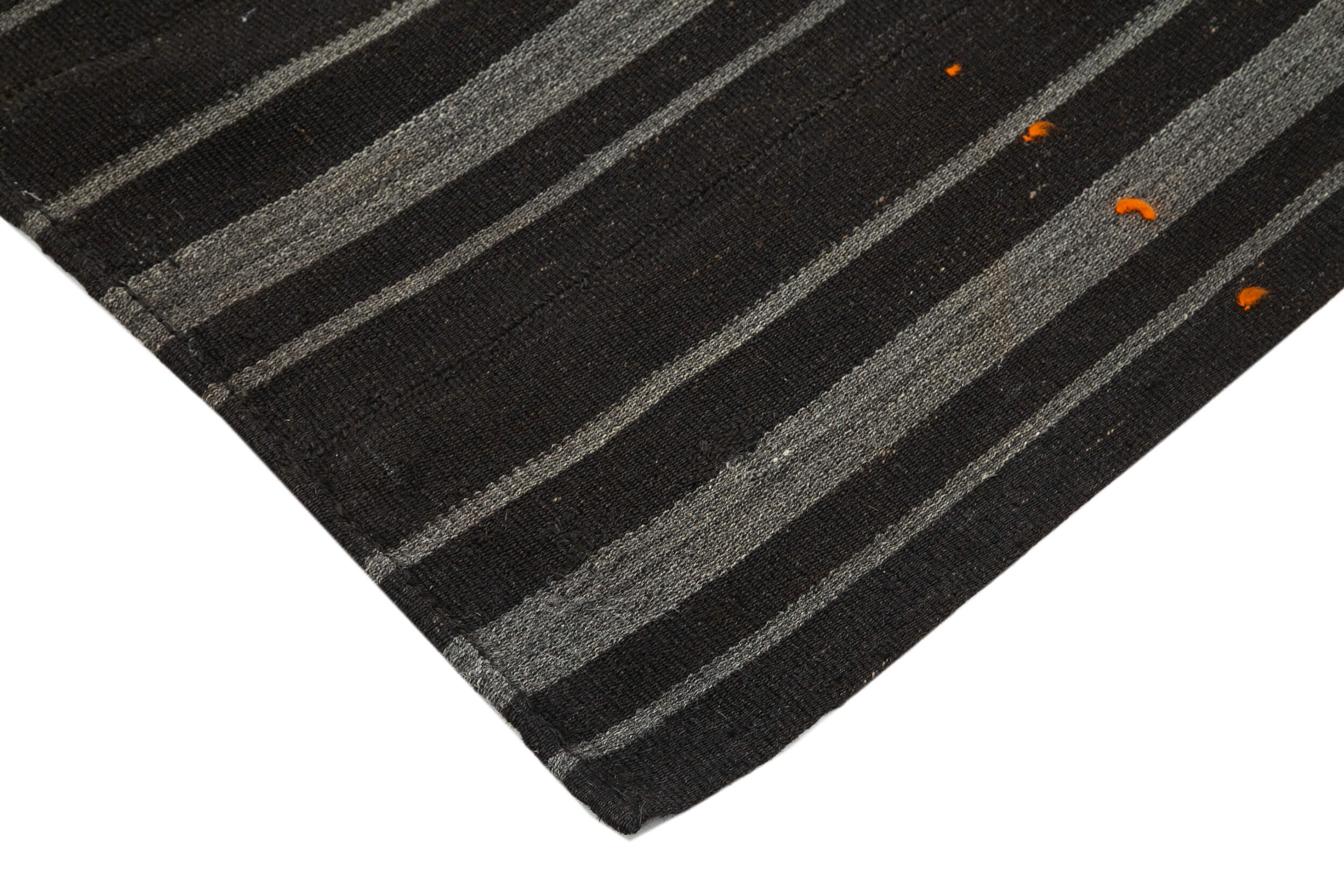 Handmade Striped Kilim Rug – Brown Turkish Kilim Carpet 6'x9' With Soft Goat Hair