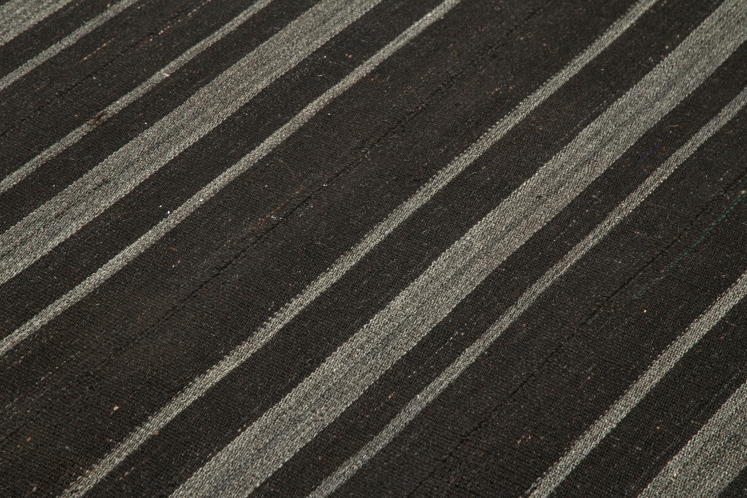 Handmade Striped Kilim Rug – Brown Turkish Kilim Carpet 6'x9' With Soft Goat Hair