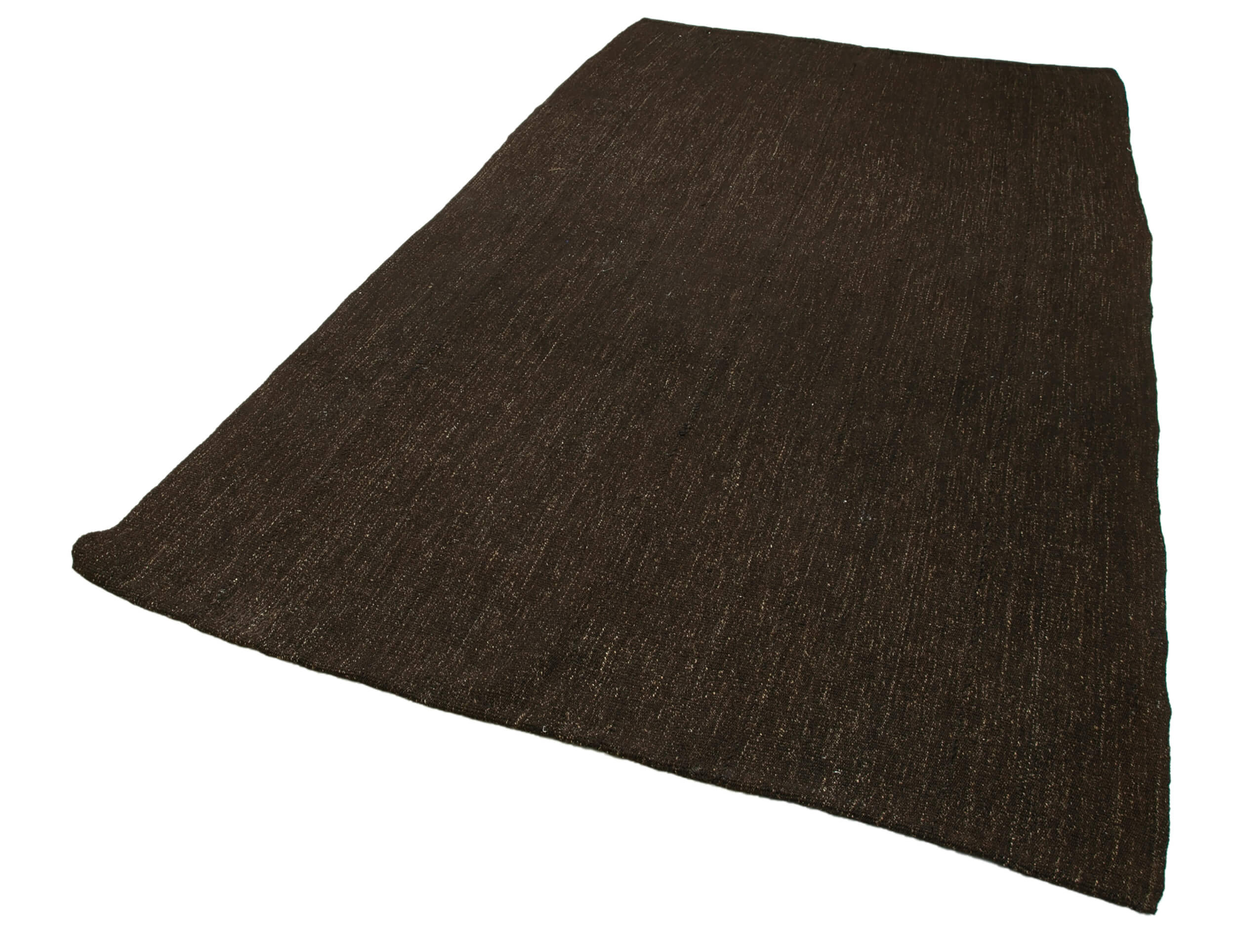 Handmade Kilim Rug - Turkish Hand Knotted Brown Wool Rug, 5'8'' x 9'11'' Vintage Woven Carpet