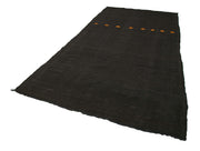 Handmade Striped Kilim Rug – Brown Goat Hair 6x10 Feet Vintage Area Rug
