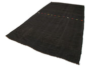 Handmade Goat Hair Rug – Striped Kilim Brown Rug 6x12 Foot Vintage Turkish Carpet