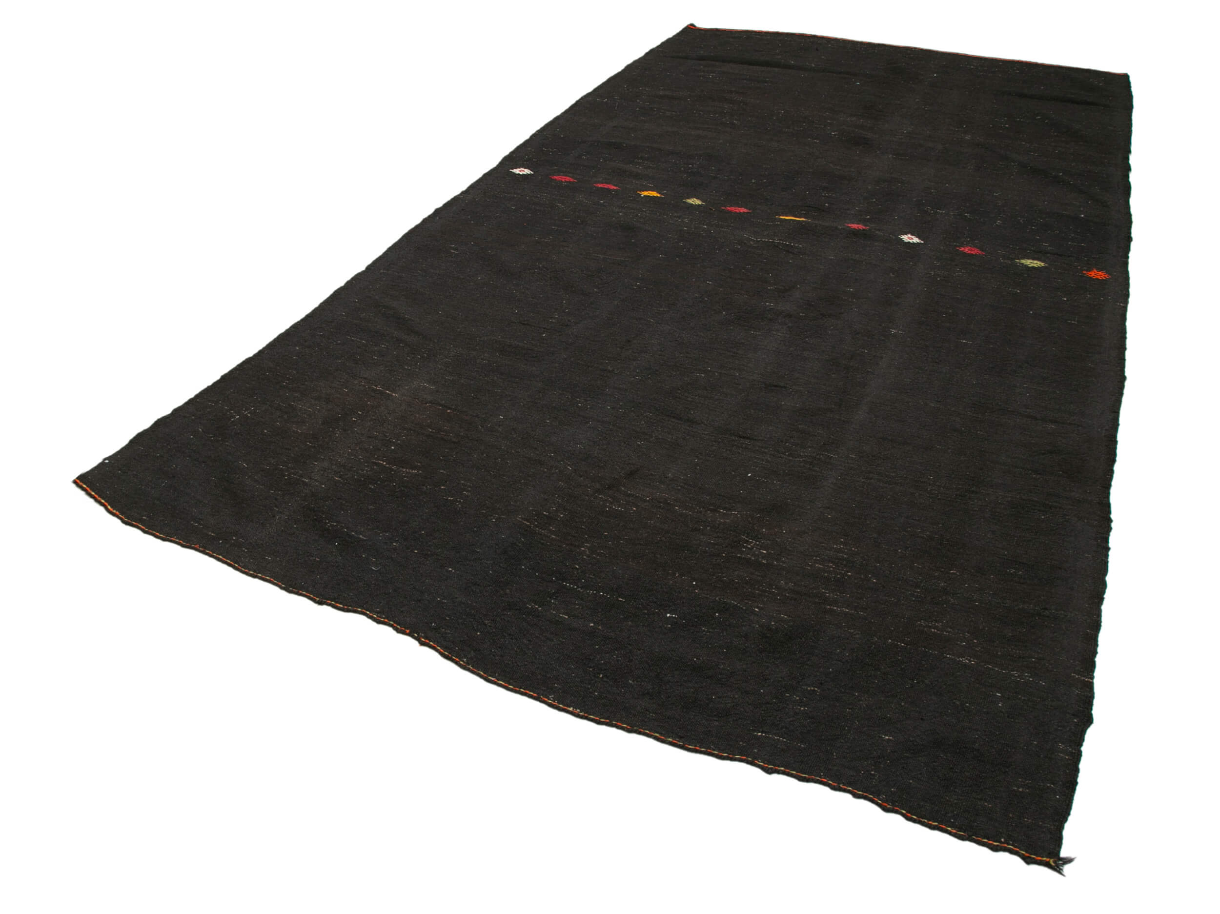 Handmade Goat Hair Rug – Striped Kilim Brown Rug 6x12 Foot Vintage Turkish Carpet