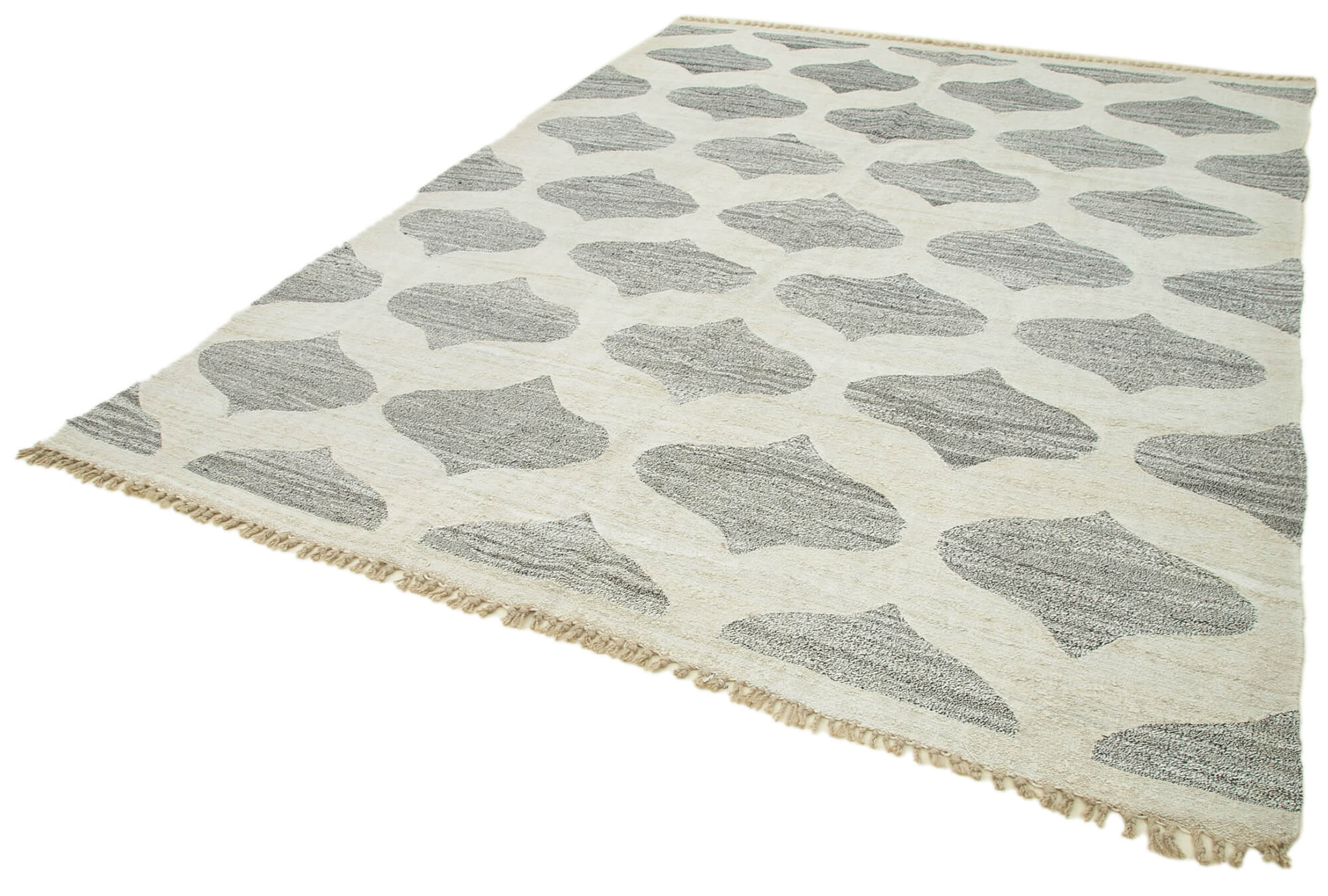 Handmade Area Rug – Geometric Cotton Wool Vintage Handwoven Carpet 7'10''x10'4''