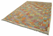 Handmade Area Rug - Orange Geometric Cotton Wool Carpet 8'4''x11'5'' Durable Soft Texture