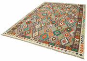Handmade Cotton Wool Rug - Pink Geometric Area Rug | Durable Turkish Carpet 8'6''x11'5''