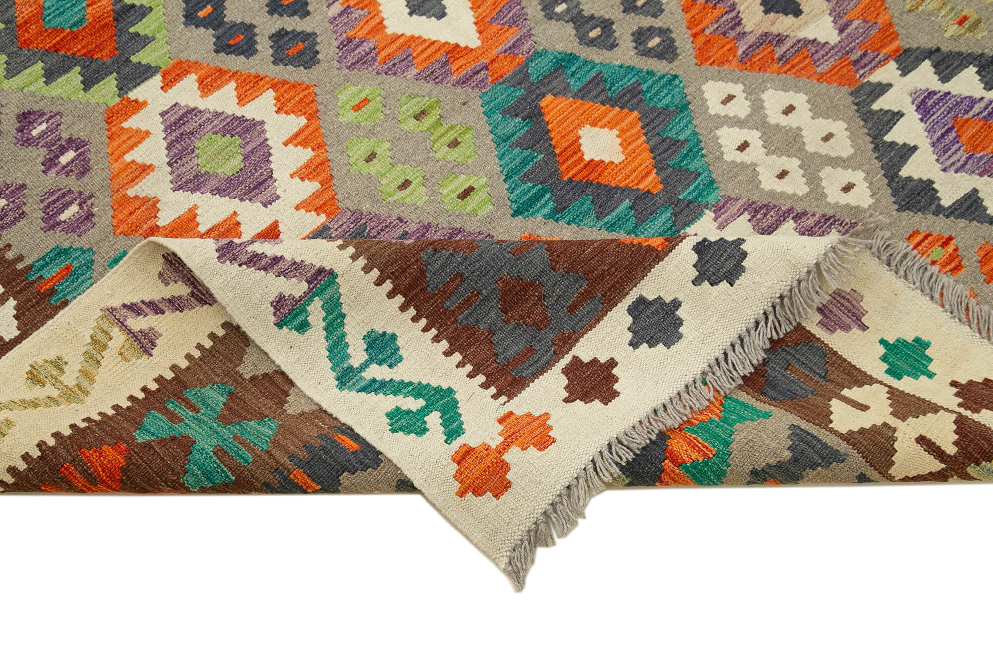 Handmade Cotton Wool Rug - Pink Geometric Area Rug | Durable Turkish Carpet 8'6''x11'5''