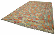 Handmade Area Rug - Black Geometric Cotton Wool Vintage Handwoven Carpet 10'4''x15'2''