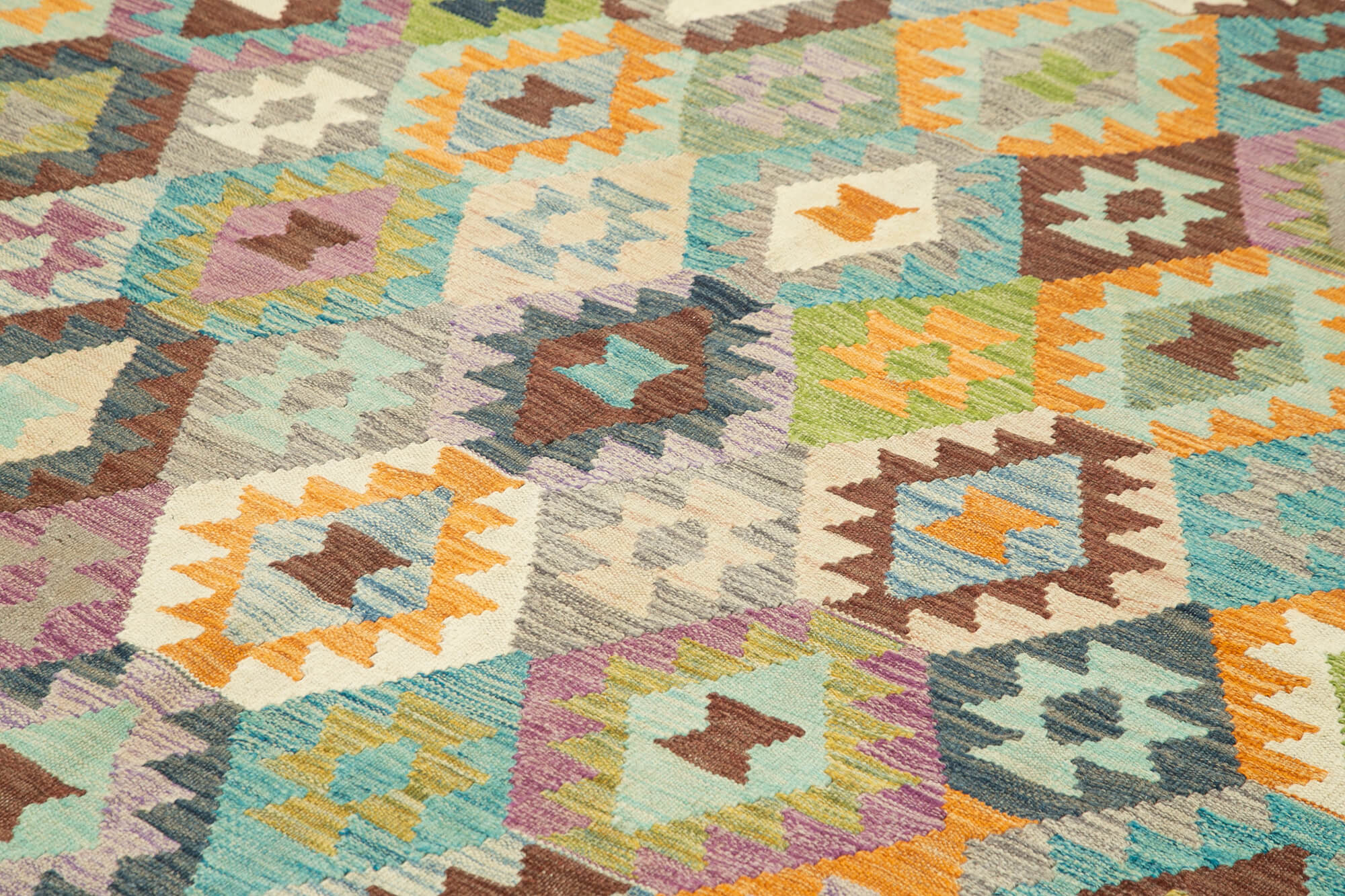 Handmade Area Rug - Vintage Turkish Wool Carpet With Geometric Cotton Wool Design 8'4''x11'2''