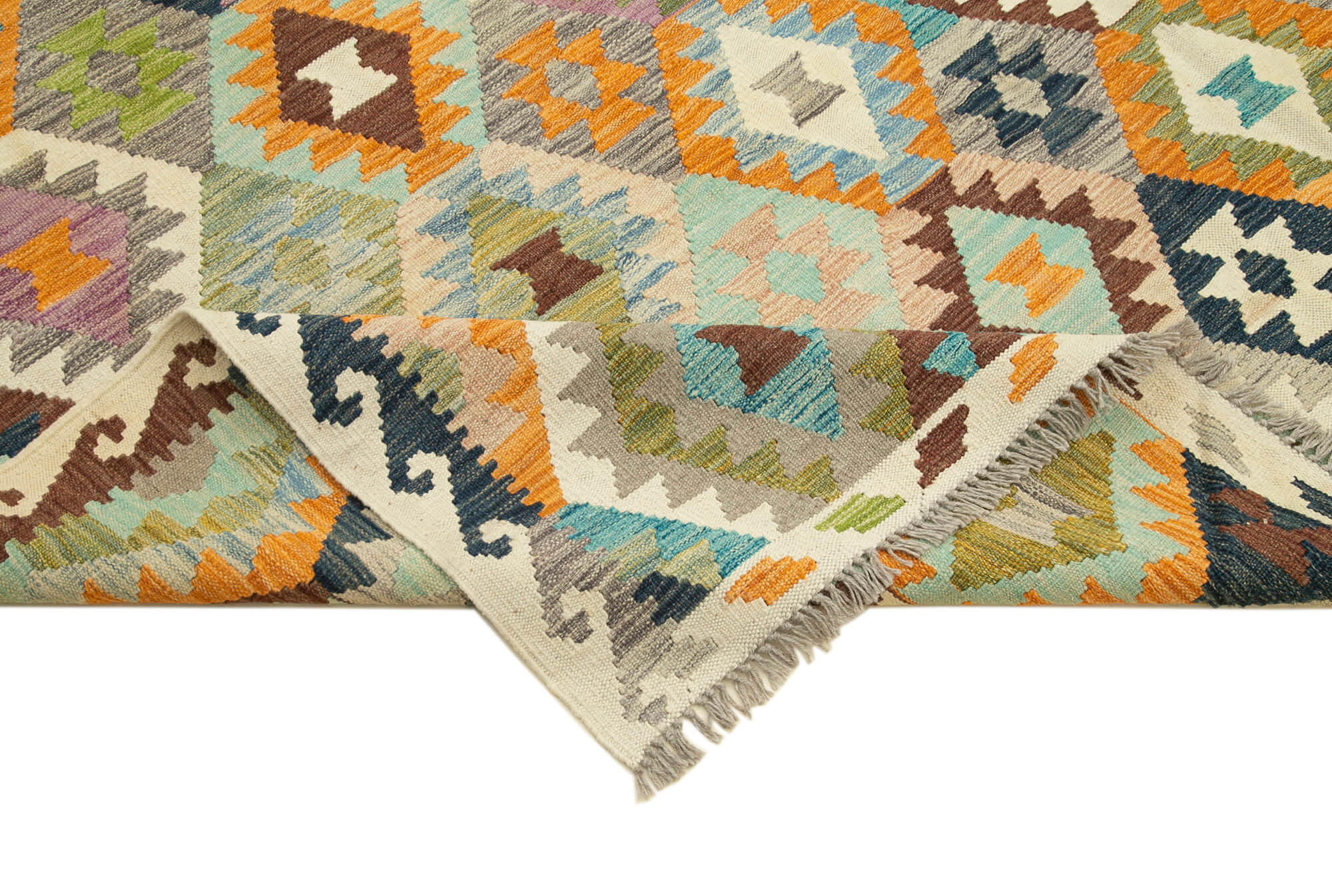 Handmade Area Rug - Vintage Turkish Wool Carpet With Geometric Cotton Wool Design 8'4''x11'2''