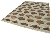 Handmade Area Rug - Blue Geometric Cotton Wool Vintage Handwoven Carpet 7'9''x10'7''