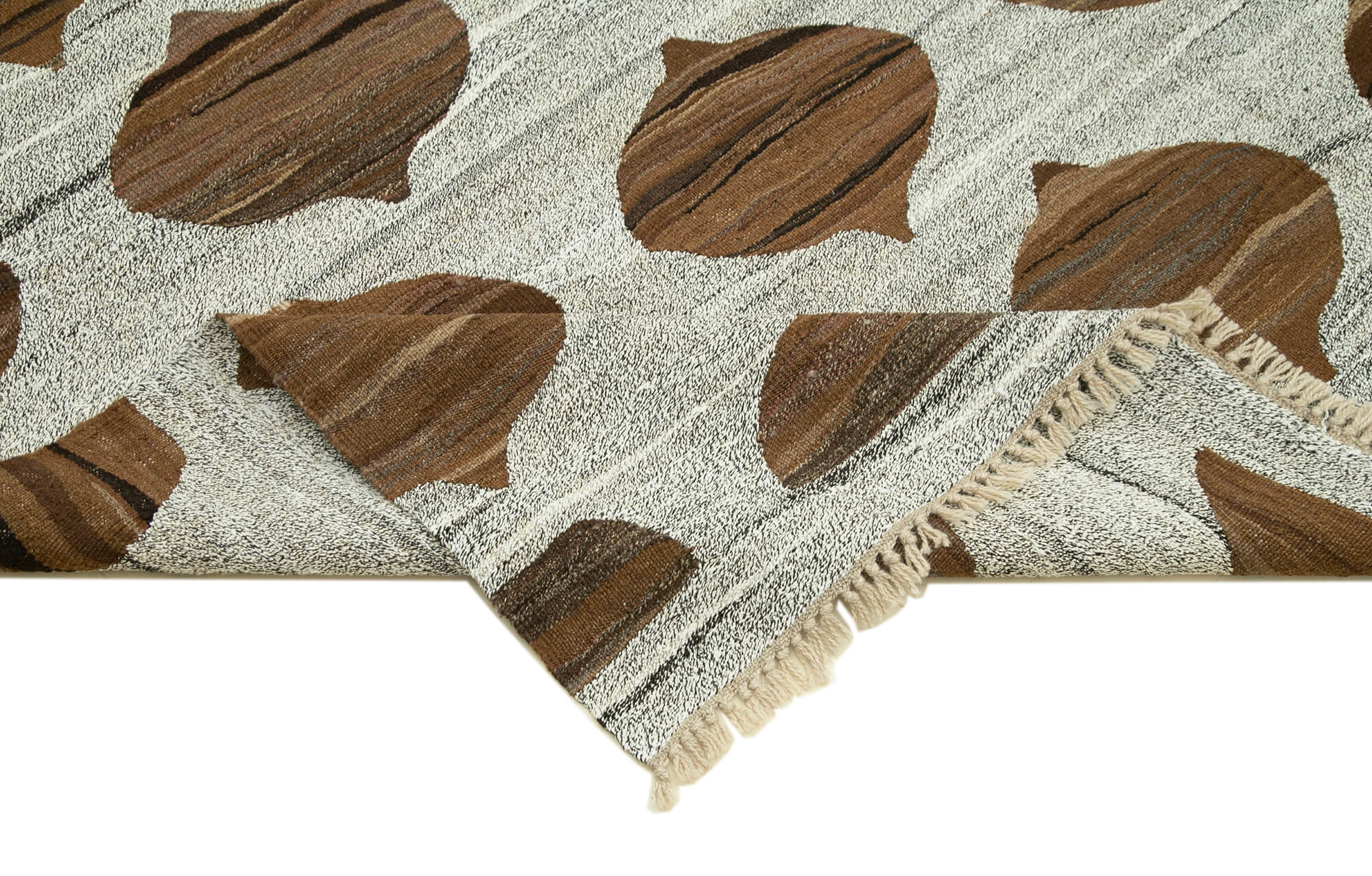 Handmade Area Rug - Blue Geometric Cotton Wool Vintage Handwoven Carpet 7'9''x10'7''