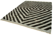 Handmade Area Rug – Geometric Cotton Wool Vintage Hand Woven Carpet 8'4''x10'5''