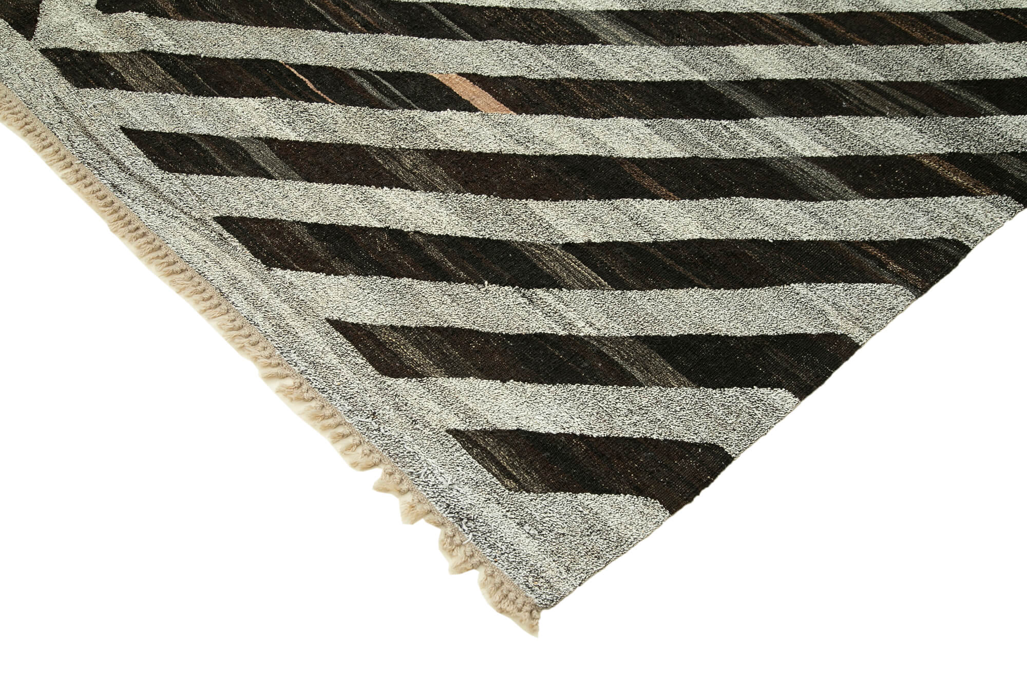 Handmade Area Rug – Geometric Cotton Wool Vintage Hand Woven Carpet 8'4''x10'5''