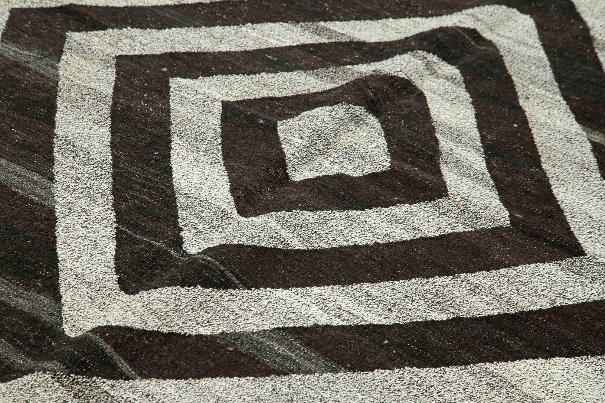 Handmade Area Rug – Geometric Cotton Wool Vintage Hand Woven Carpet 8'4''x10'5''