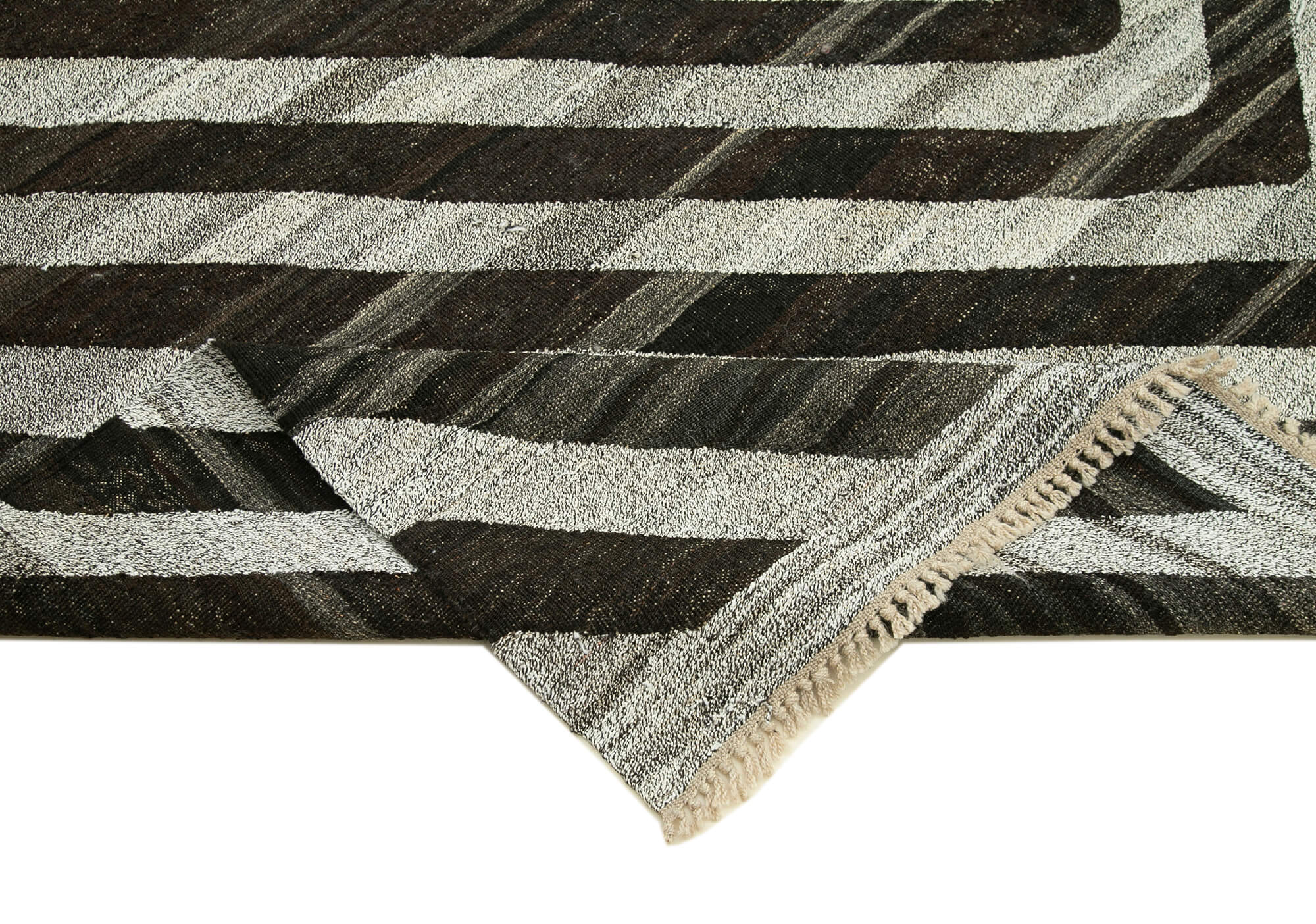 Handmade Area Rug – Geometric Cotton Wool Vintage Hand Woven Carpet 8'4''x10'5''