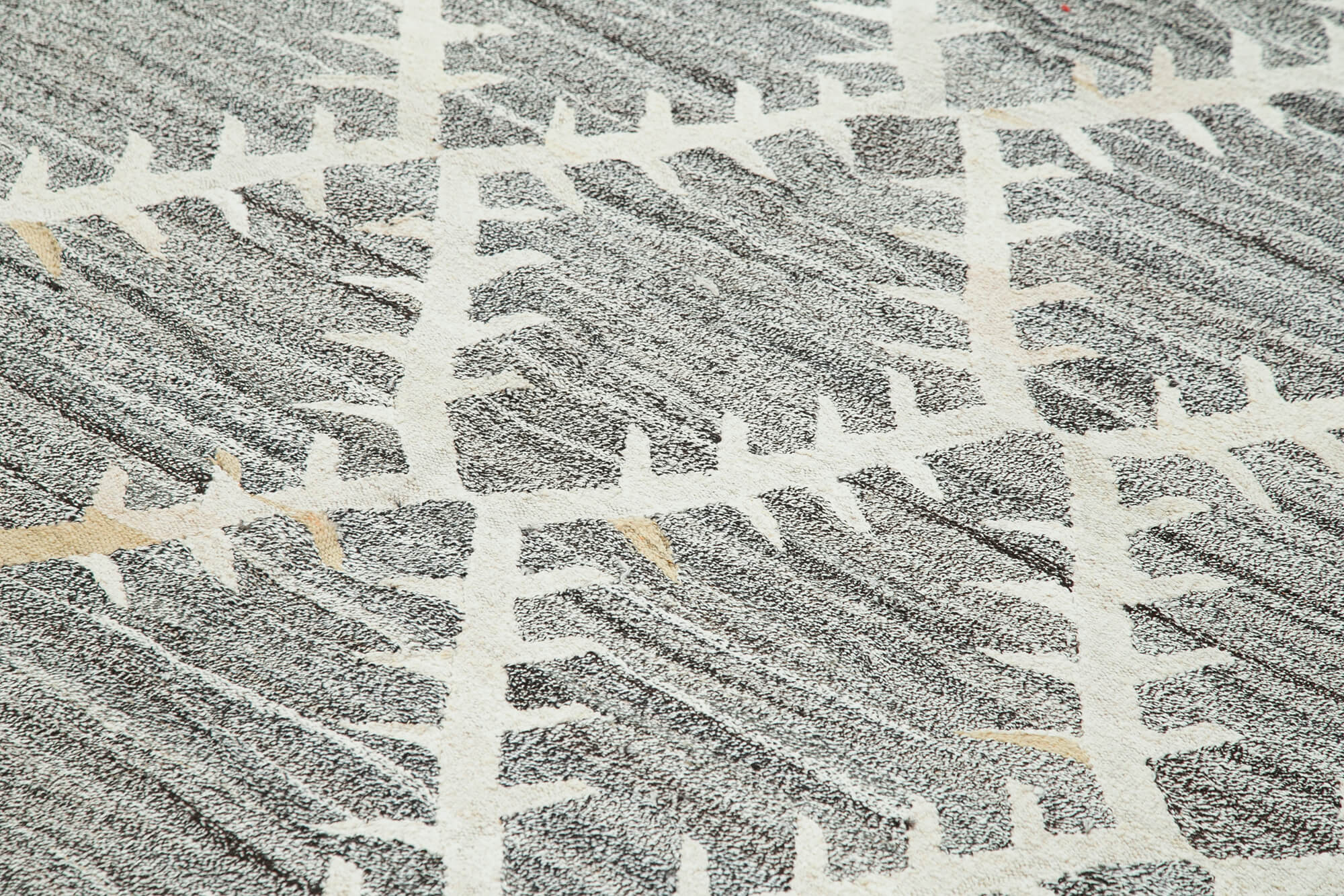 Handmade Area Rug - Grey Geometric Cotton Wool Rug 8'4'' x 11'6'' for Living Room