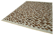 Handmade Area Rug – Grey Geometric Cotton Wool Vintage Handwoven Carpet 8'x10'8"