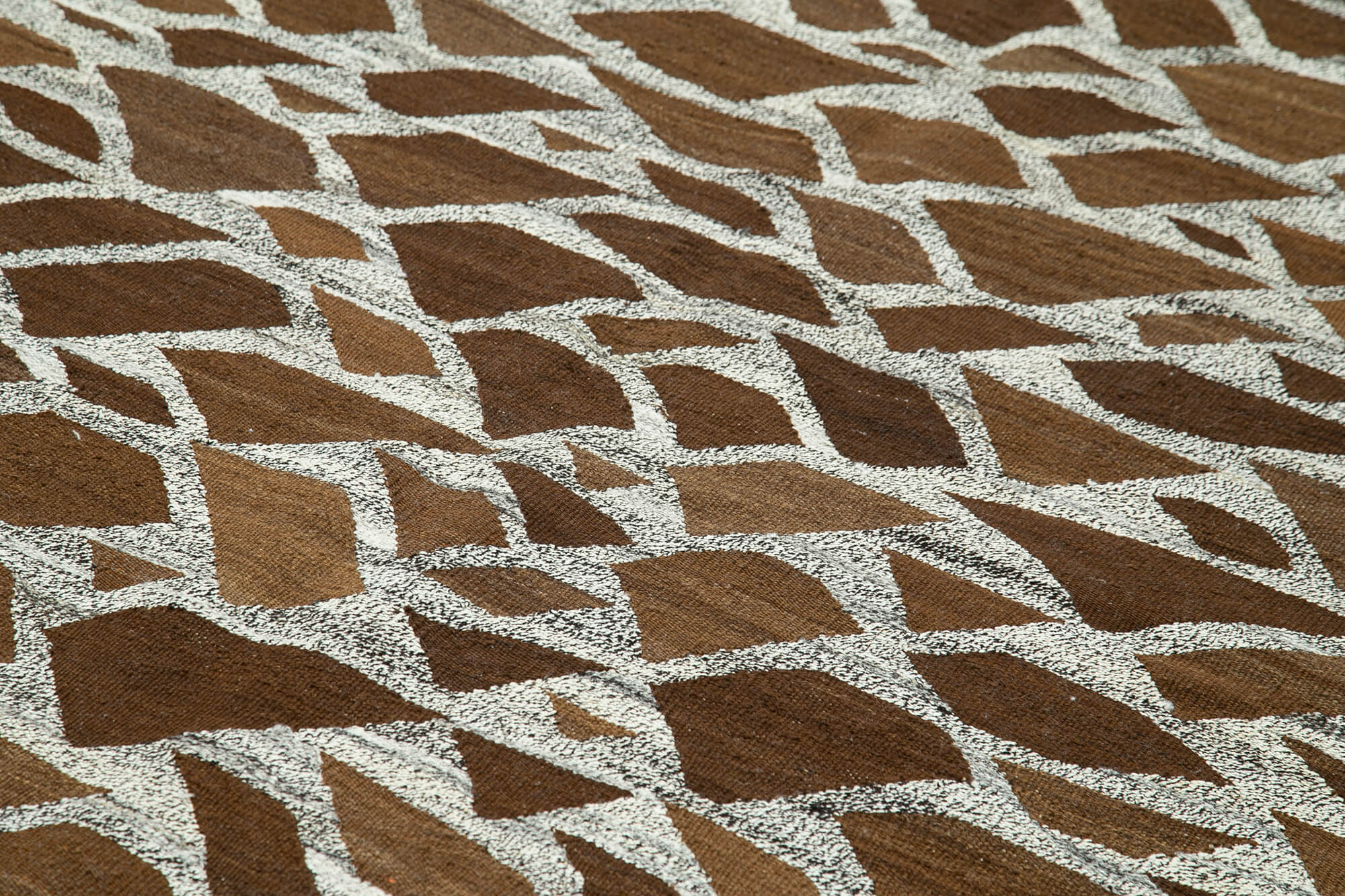 Handmade Area Rug – Grey Geometric Cotton Wool Vintage Handwoven Carpet 8'x10'8"