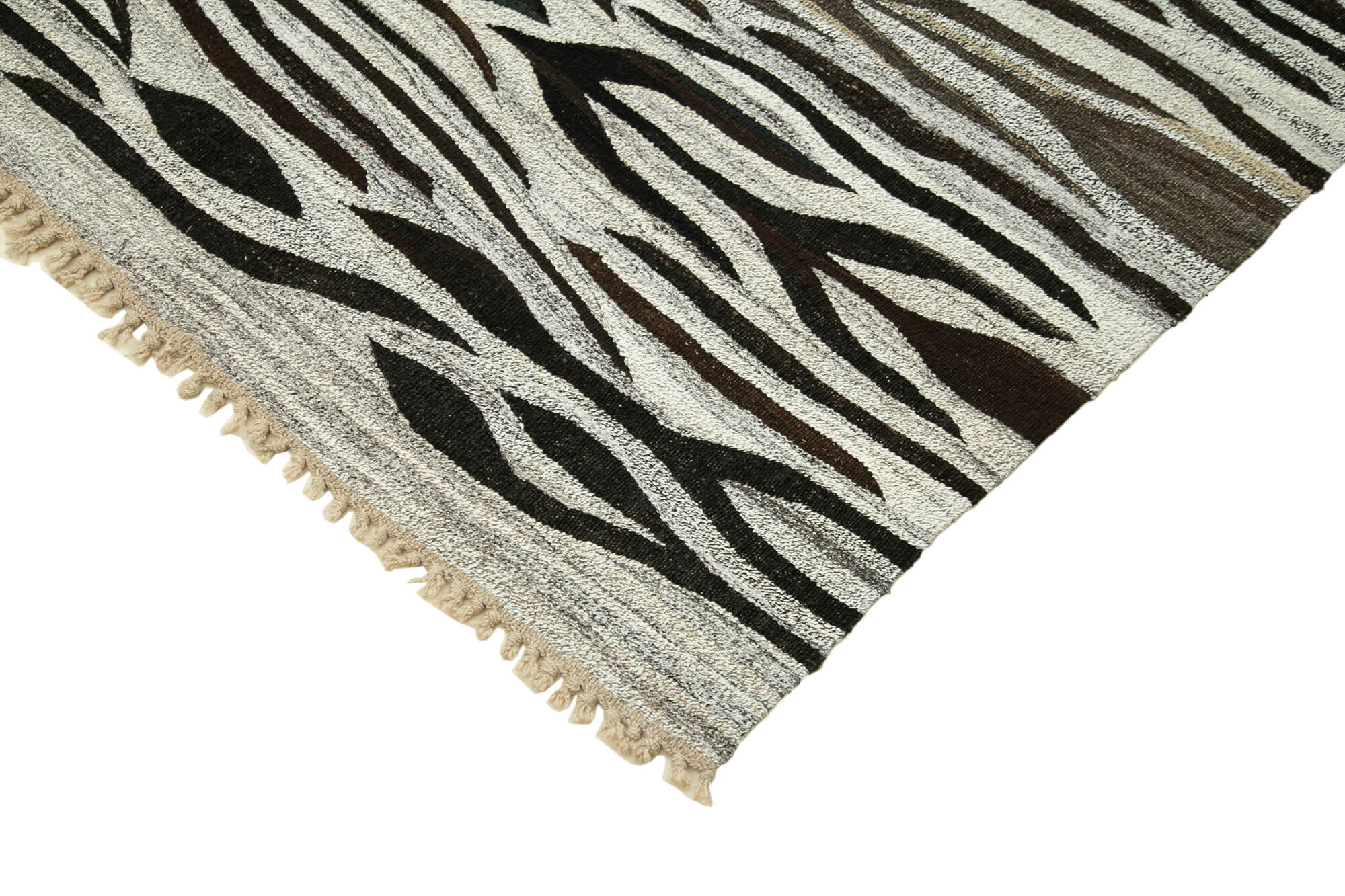 Handmade Wool Area Rug – Grey Geometric Cotton Wool Rug 8'2''x10'8'' Durable Woven Carpet