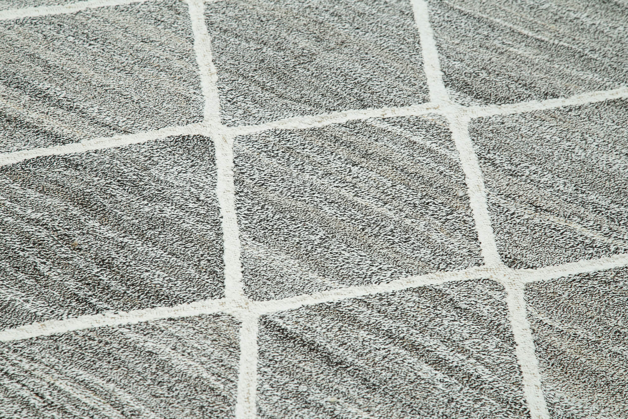 Handmade Area Rug – Grey Geometric Cotton Wool Turkish Wool Carpet 7'11''x10'5''