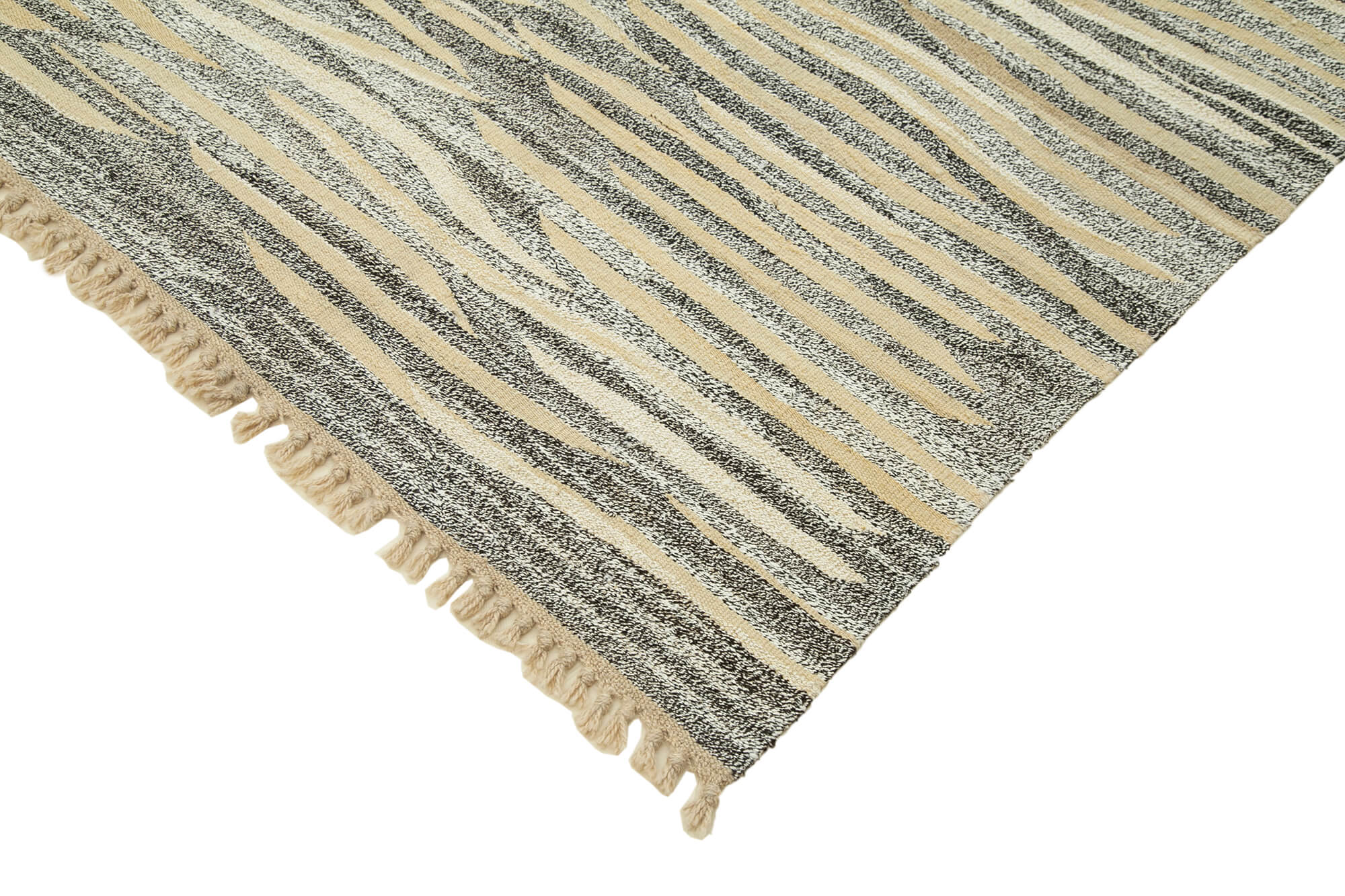 Scrap Beige Geometric Cotton Wool Handmade Area Rug 8'0'' x 10'8''