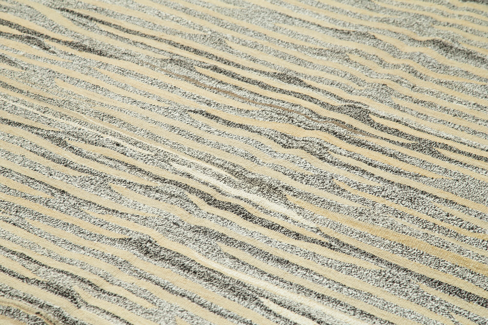 Scrap Beige Geometric Cotton Wool Handmade Area Rug 8'0'' x 10'8''