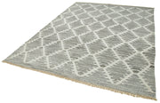 Handmade Wool Area Rug – Grey Geometric Cotton Wool Rug 7'10'' x 10'5''