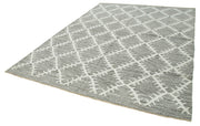 Handmade Wool Area Rug – Grey Geometric Cotton Wool Blend Rug 8'0''x10'8''