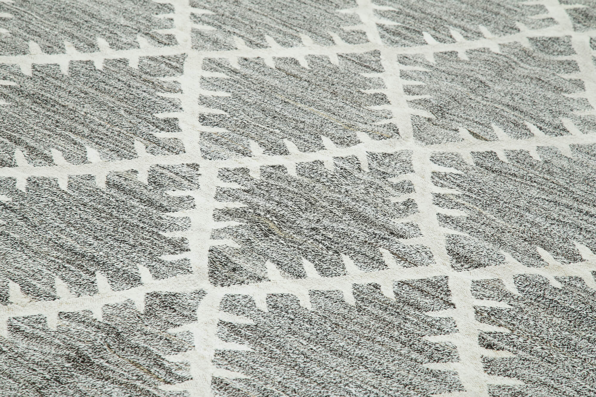 Handmade Wool Area Rug – Grey Geometric Cotton Wool Blend Rug 8'0''x10'8''
