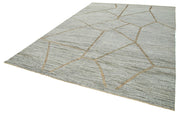 Scrap Grey Geometric Cotton Wool Handmade Area Rug 8'10'' x 12'2''