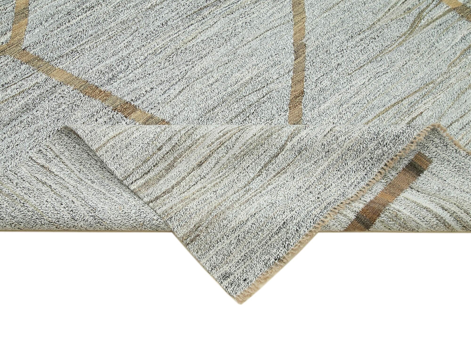 Scrap Grey Geometric Cotton Wool Handmade Area Rug 8'10'' x 12'2''